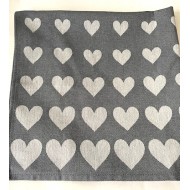 Theedoek - Hearts - Antraciet